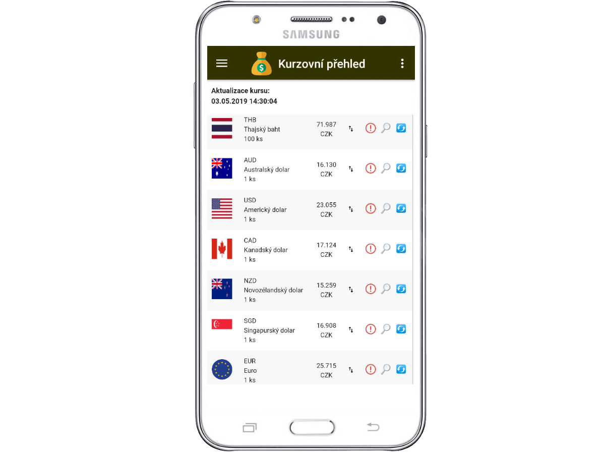 Kurzovní přehled pro systém Android